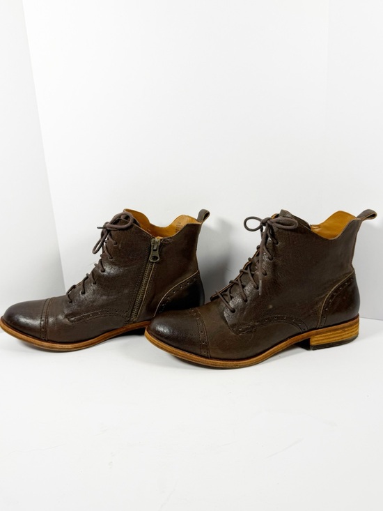 Kork-Ease Shoes - Kork-Ease Brown Leather Lace Up Ankle Boot Cap Toe Equestrian Zip Bootie 7.5
